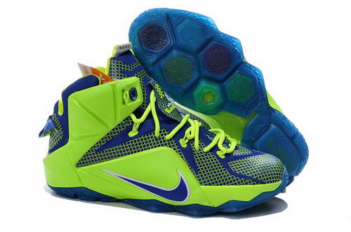 Mens Nike Lebron 12 Ps Elite Green Blue Shoes Factory Outlet